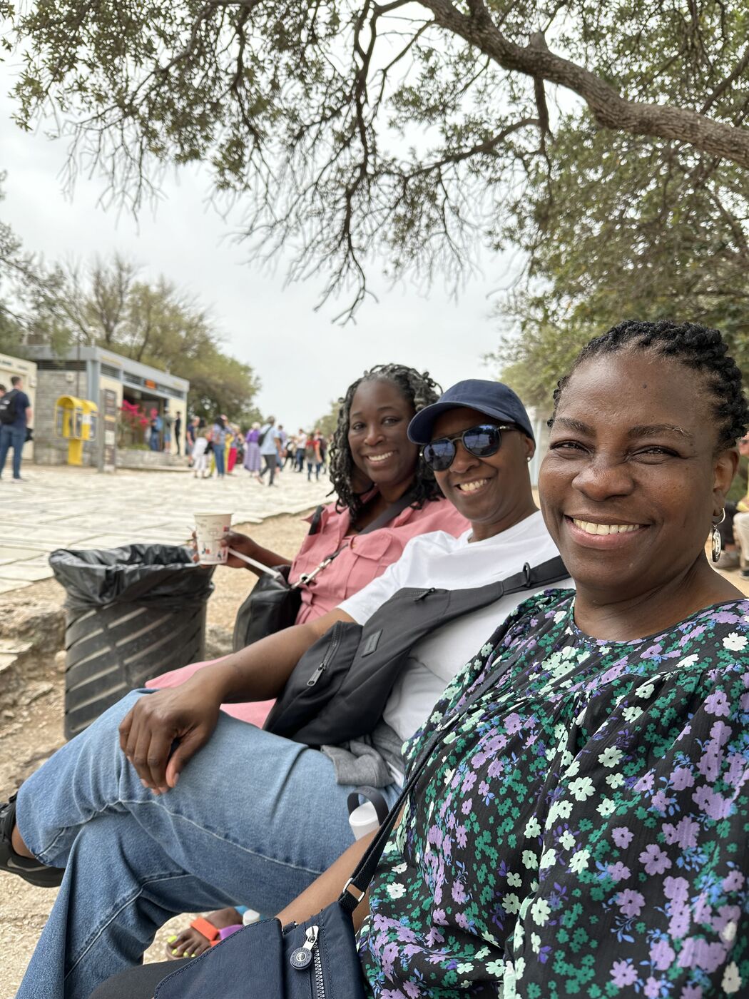 Anayza and friends laughing together outdoors